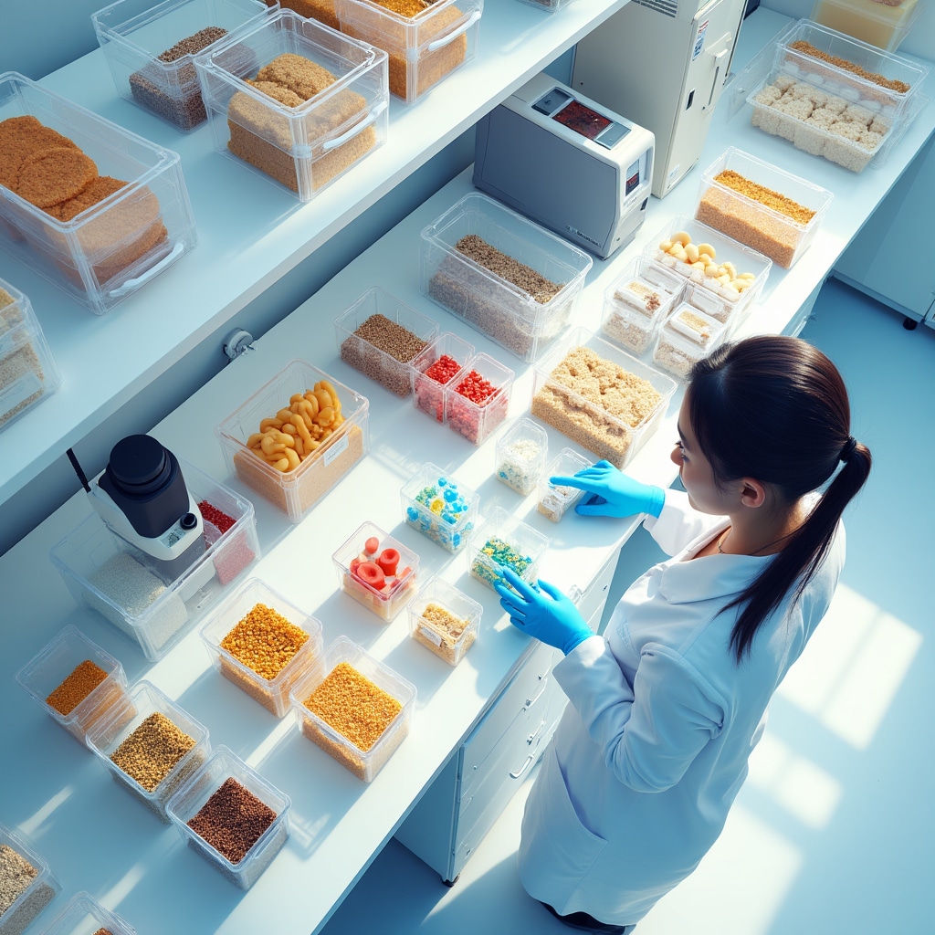 Analisi chimica di campioni alimentari in laboratorio specializzato