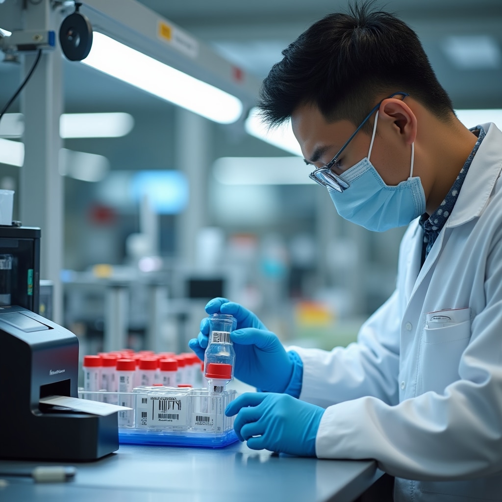 Etichettatura con barcode di campioni in accettazione laboratorio